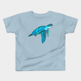 Blue green Sea turtle Kids T-Shirt